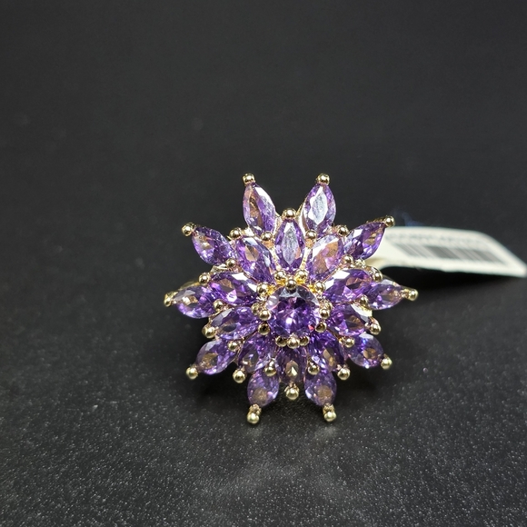 💜 Gold-Filled Amethyst Floral Statement Ring – Size 6 💜 - Picture 5 of 5